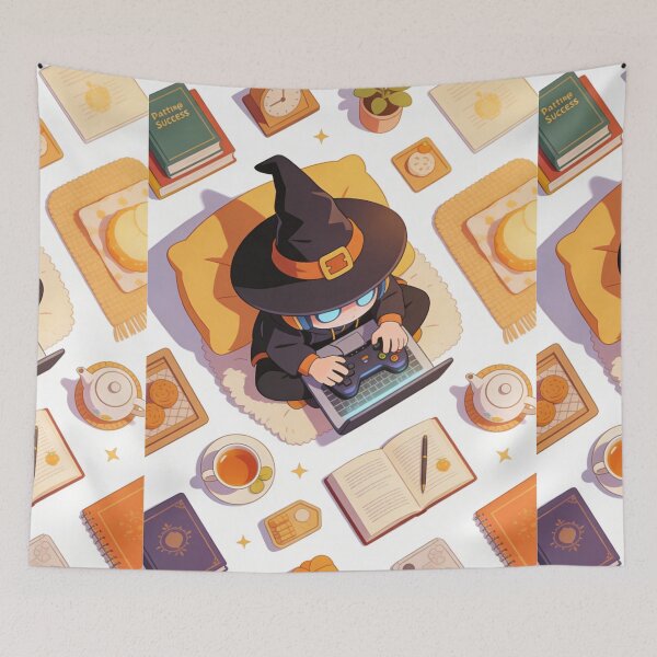 Item preview, Cozy Chibi Wizard Study Break | Cute Witch Playing Retro Games | Autumn Cottagecore Aesthetic designed and sold by Cherrydora.