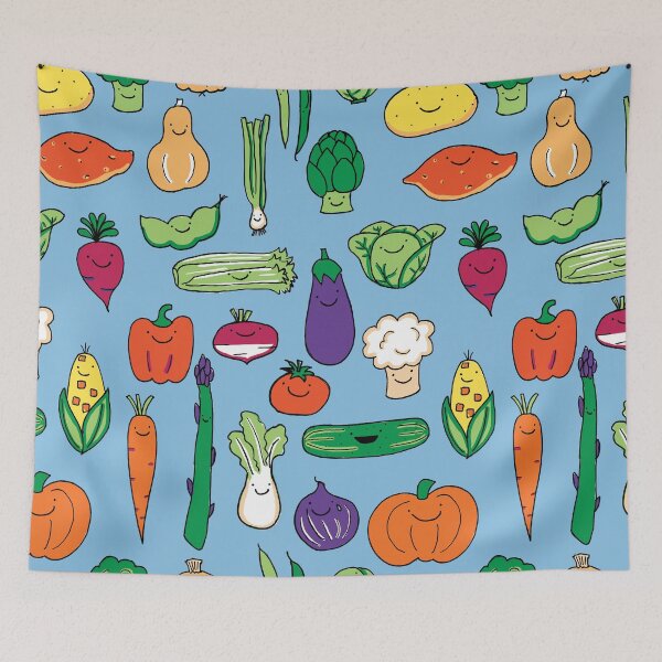 Item preview, Cute Happy Veggies Blue designed and sold by Claire Lordon.