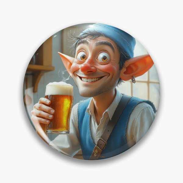 Item preview, Smiling Beer Elf in Cozy Kitchen designed and sold by Nox Studios.