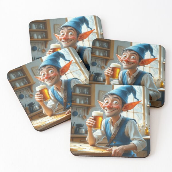 Item preview, Smiling Beer Elf in Cozy Kitchen designed and sold by Nox Studios.