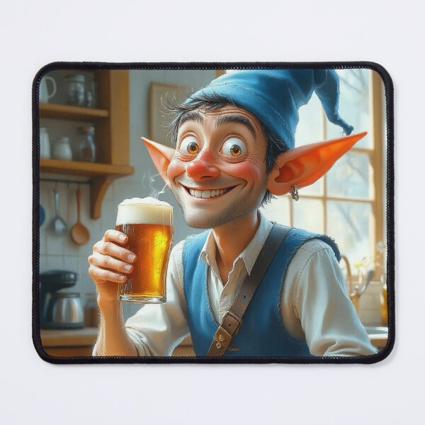 Item preview, Smiling Beer Elf in Cozy Kitchen designed and sold by Nox Studios.