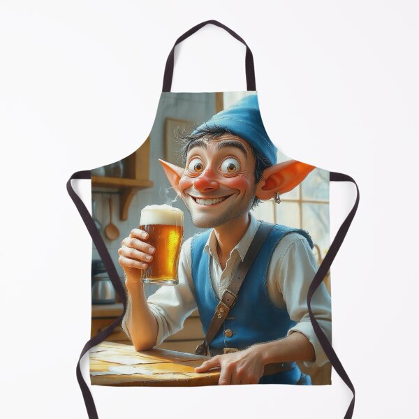 Item preview, Smiling Beer Elf in Cozy Kitchen designed and sold by Nox Studios.