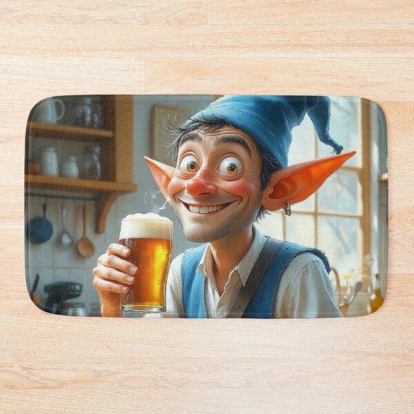 Item preview, Smiling Beer Elf in Cozy Kitchen designed and sold by Nox Studios.