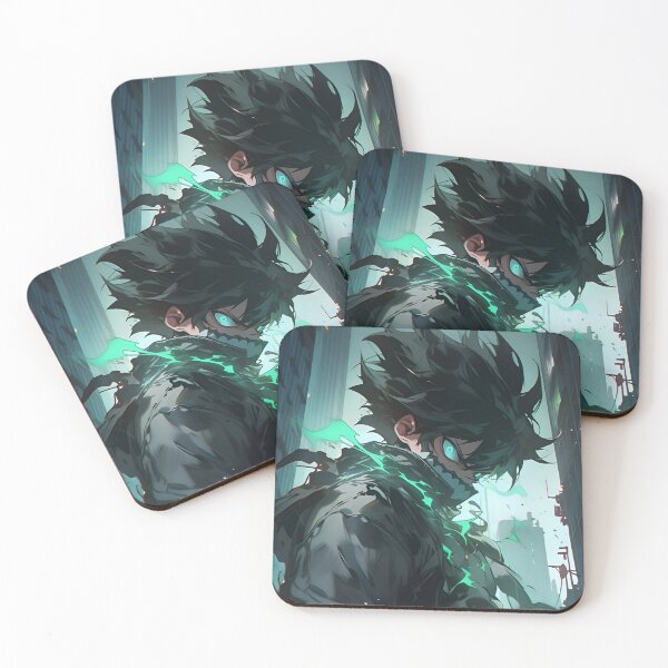 Item preview, Emerald Awakening – Dark Anime Hero with Neon Energy designed and sold by Dyan4.