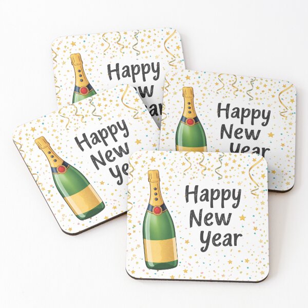 Item preview, Elegant happy new year celebration with a flute of champagne and festive confetti designed and sold by PWDigitalArt.