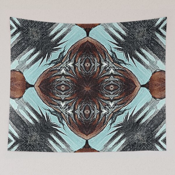 Item preview, Tribal Grunge with hazelnut and Blue Feather designed and sold by MoodyMuseArt.