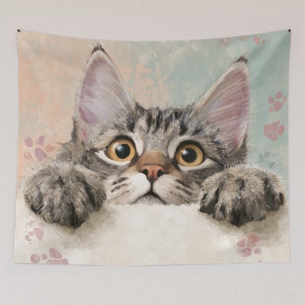 Item preview, American Bobtail Peeking over Wall 01 designed and sold by Elisabeth Lucas.