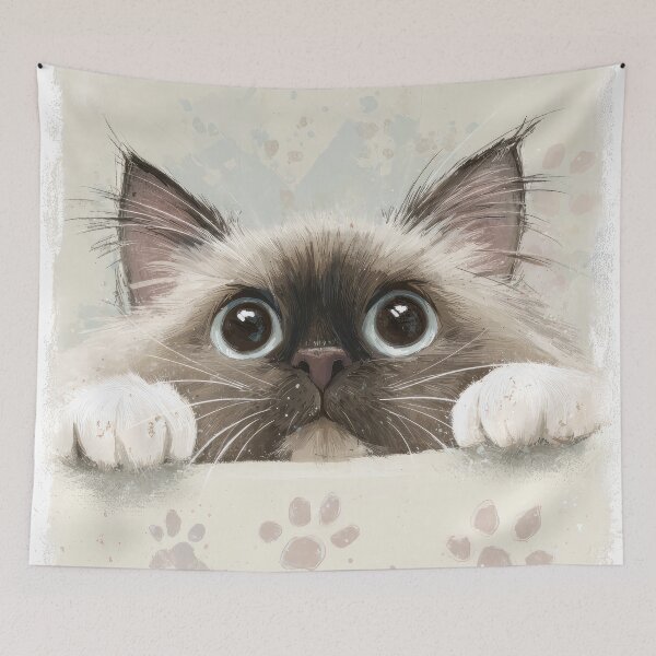 Item preview, Birman Cat Peeking over Wall 01 designed and sold by Elisabeth Lucas.