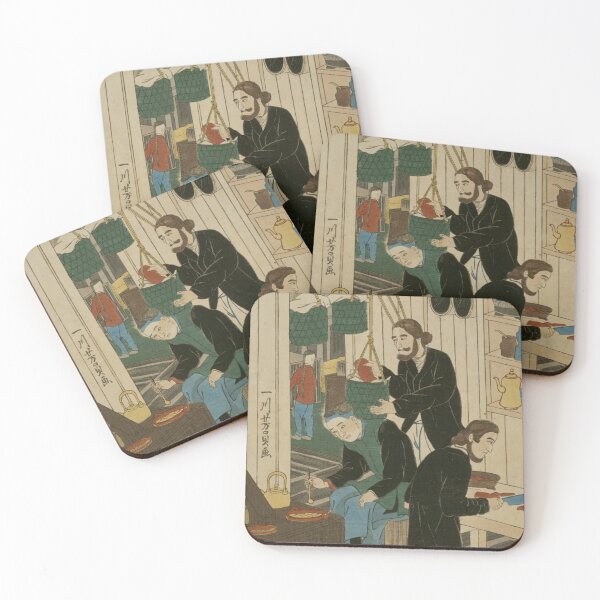 Item preview, Vintage, Puzzle,Edo, Japanese art, Illustration of Foreigner's Residence Cuisine by Yoshikazu Ichikawa designed and sold by VintageJapan for Japanese woodblock, Ukiyoe, Retro art and more.
