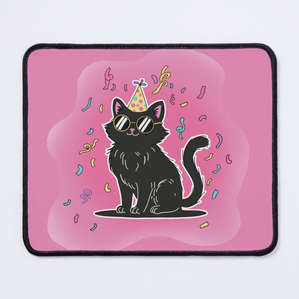Item preview, Cool Black Cat with Party Hat and Sunglasses - Cute Retro Birthday & Celebration Design designed and sold by Potattoo.