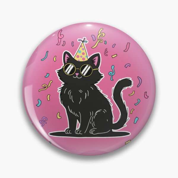 Artikelvorschau, Coole schwarze Katze mit Partyhut und Sonnenbrille – Niedliches Retro-Design für Geburtstage und Feiern entworfen und verkauft von Potattoo.