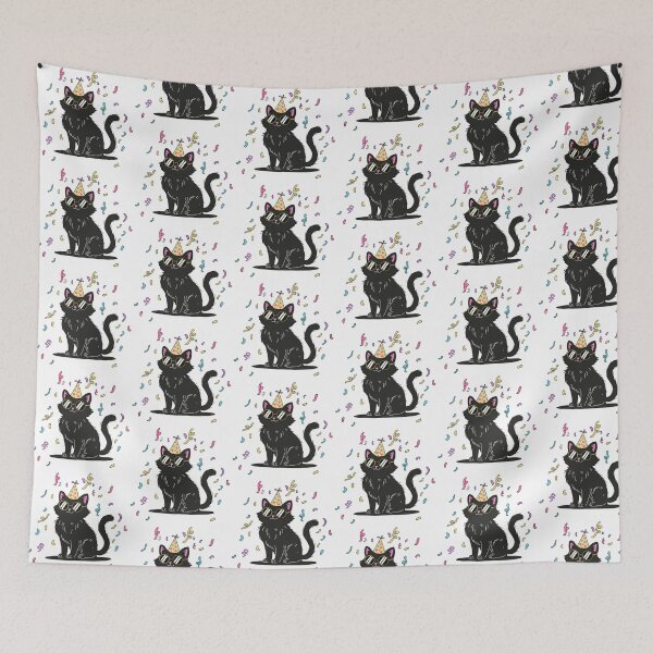 Item preview, Cool Black Cat with Party Hat and Sunglasses - Cute Retro Birthday & Celebration Design designed and sold by Potattoo.