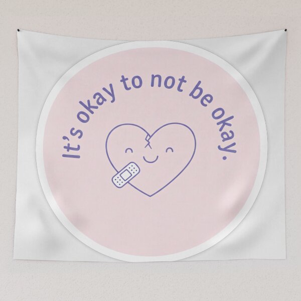 Item preview, "It's Okay To Not Be Okay" Mental Health Sticker / Print - Cracked Smiling Heart / Moon Design designed and sold by Zara’s shop.