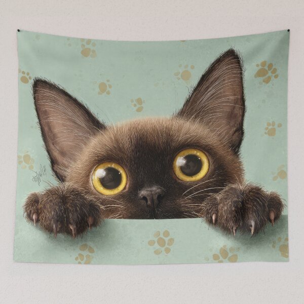 Item preview, Burmese Cat Peeking over Wall 01 designed and sold by Elisabeth Lucas.