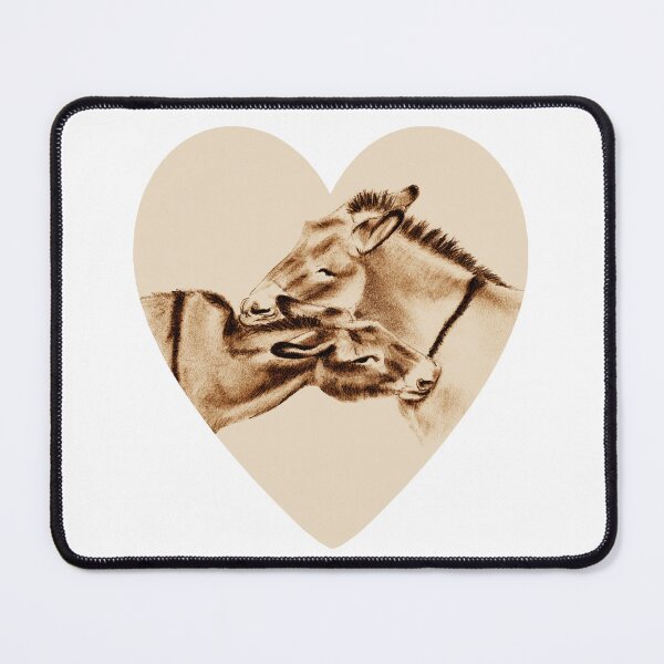Item preview, Drawing of two donkeys scratching each other inside a heart - brown colored version designed and sold by SylvieG18.