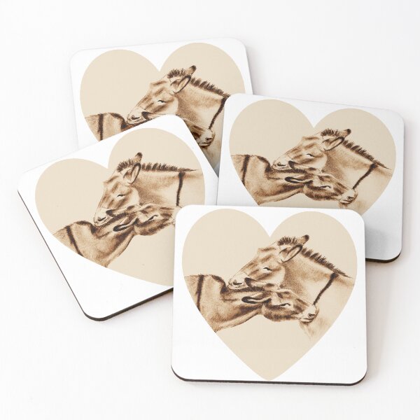 Item preview, Drawing of two donkeys scratching each other inside a heart - brown colored version designed and sold by SylvieG18.