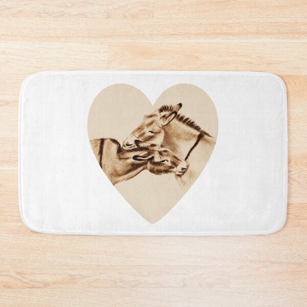 Item preview, Drawing of two donkeys scratching each other inside a heart - brown colored version designed and sold by SylvieG18.