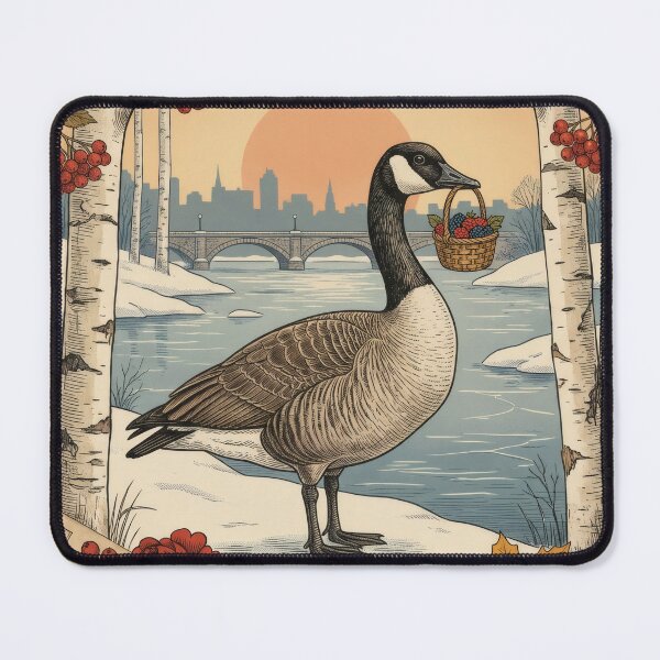 Item preview, Winter Canada Goose With Berries And Vintage Flowers designed and sold by CoffeeinBloom.