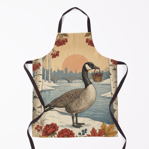 Item preview, Winter Canada Goose With Berries And Vintage Flowers designed and sold by CoffeeinBloom.