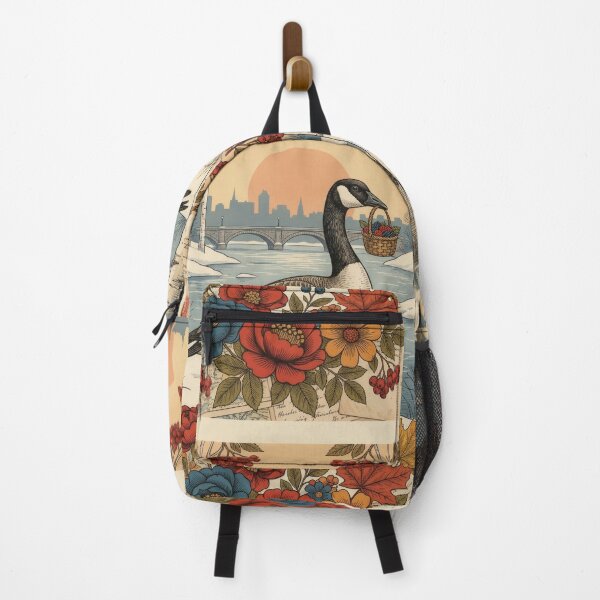 Item preview, Winter Canada Goose With Berries And Vintage Flowers designed and sold by CoffeeinBloom.