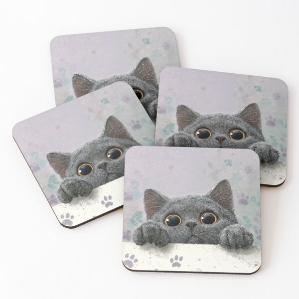 Item preview, Chartreux Cat Peeking over Wall 01 designed and sold by Elisabeth Lucas.