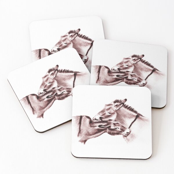 Item preview, Drawing of two donkeys scratching each other - red-brown colored version designed and sold by SylvieG18.