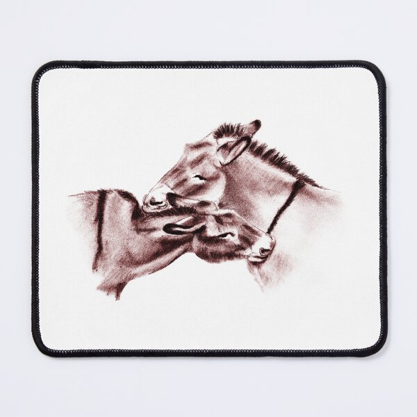 Item preview, Drawing of two donkeys scratching each other - red-brown colored version designed and sold by SylvieG18.