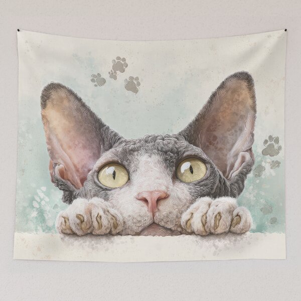 Item preview, Cornish Rex Peeking over Wall 01 designed and sold by Elisabeth Lucas.