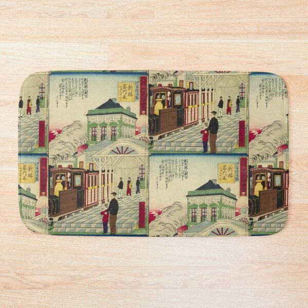 Item preview, Vintage, woodblock, Puzzle,Japanese art, Train station by Utagawa Hiroshige designed and sold by VintageJapan for Japanese woodblock, Ukiyoe, Retro art and more.