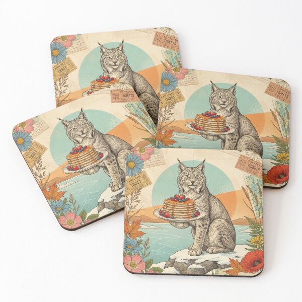 Item preview, Vintage Canadian Lynx Pancakes Berries Floral Postcard Collage designed and sold by CoffeeinBloom.