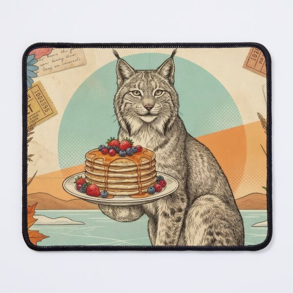 Item preview, Vintage Canadian Lynx Pancakes Berries Floral Postcard Collage designed and sold by CoffeeinBloom.
