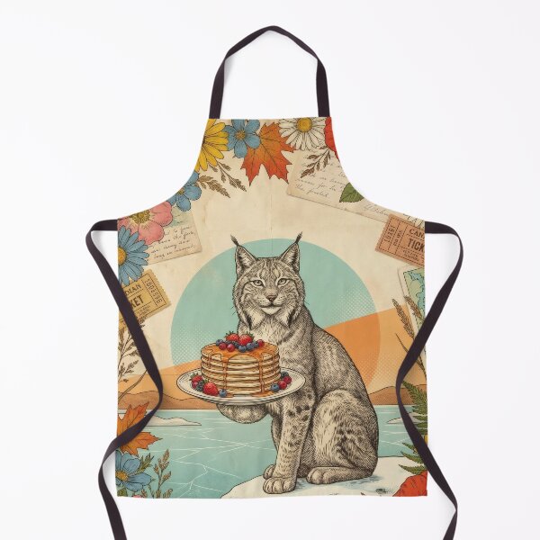 Item preview, Vintage Canadian Lynx Pancakes Berries Floral Postcard Collage designed and sold by CoffeeinBloom.