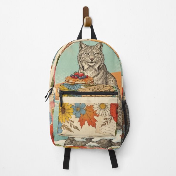 Item preview, Vintage Canadian Lynx Pancakes Berries Floral Postcard Collage designed and sold by CoffeeinBloom.