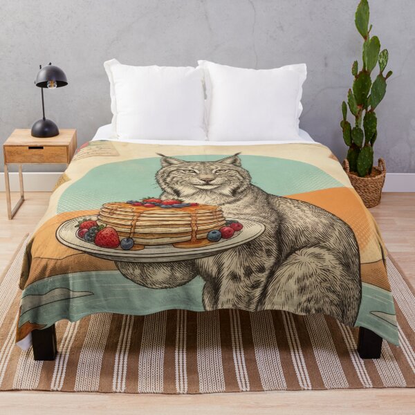 Item preview, Vintage Canadian Lynx Pancakes Berries Floral Postcard Collage designed and sold by CoffeeinBloom.