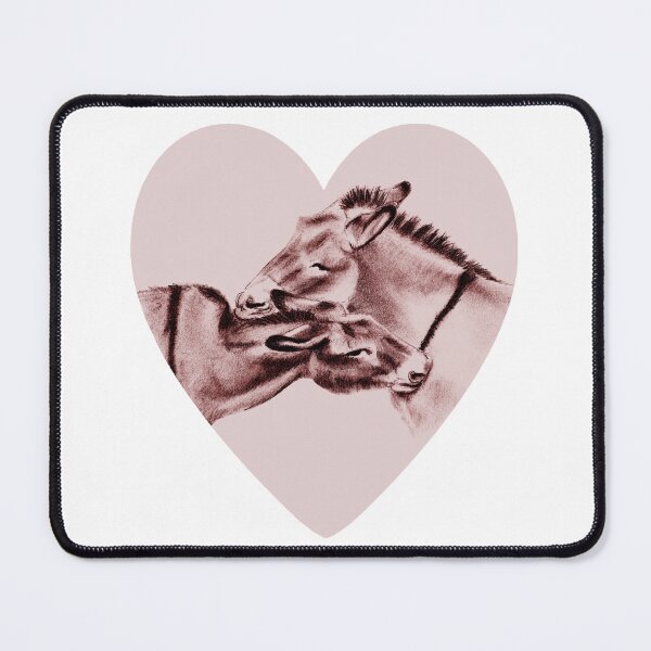 Item preview, Drawing of two donkeys scratching each other inside a heart - red-brown colored version designed and sold by SylvieG18.