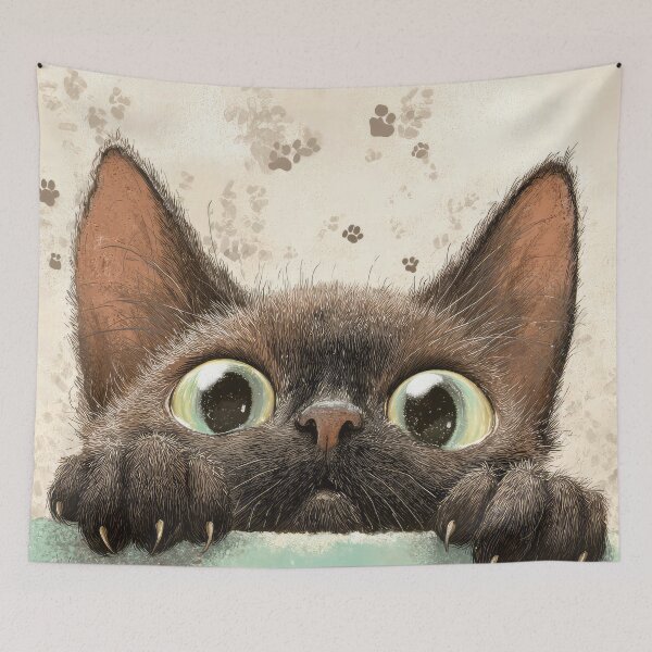 Item preview, Havana Cat Peeking over Wall 01 designed and sold by Elisabeth Lucas.
