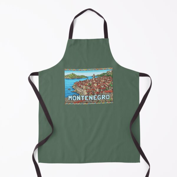 Item preview, Montenegro Coastal Old Town Travel Illustration with Tribal Frame designed and sold by KiwiRider.