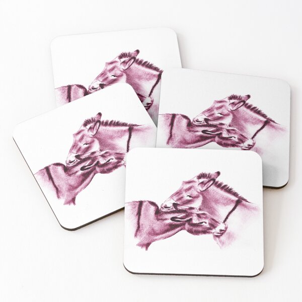 Item preview, Drawing of two donkeys scratching each other - pink colored version designed and sold by SylvieG18.