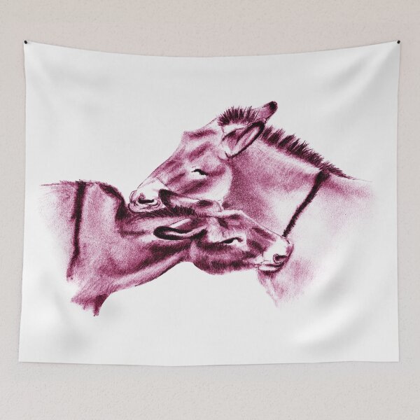 Item preview, Drawing of two donkeys scratching each other - pink colored version designed and sold by SylvieG18.
