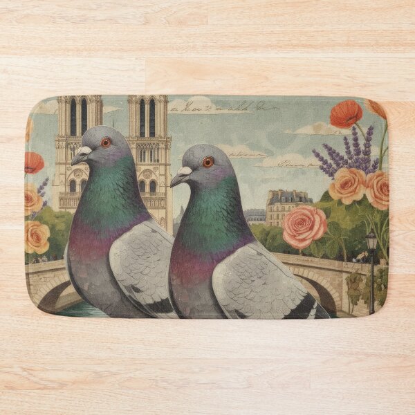 Item preview, Paris Pigeons Cheese Grapes Vintage Postcard Collage Poster designed and sold by CoffeeinBloom.