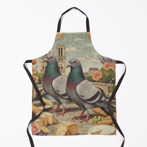 Item preview, Paris Pigeons Cheese Grapes Vintage Postcard Collage Poster designed and sold by CoffeeinBloom.