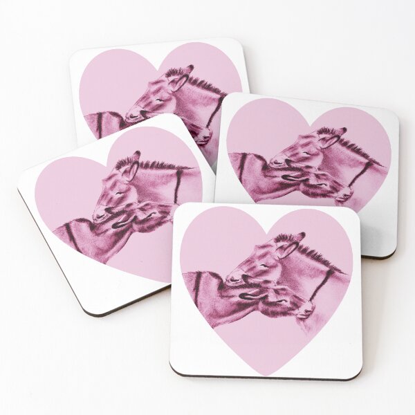 Item preview, Drawing of two donkeys scratching each other inside a heart - pink colored version designed and sold by SylvieG18.