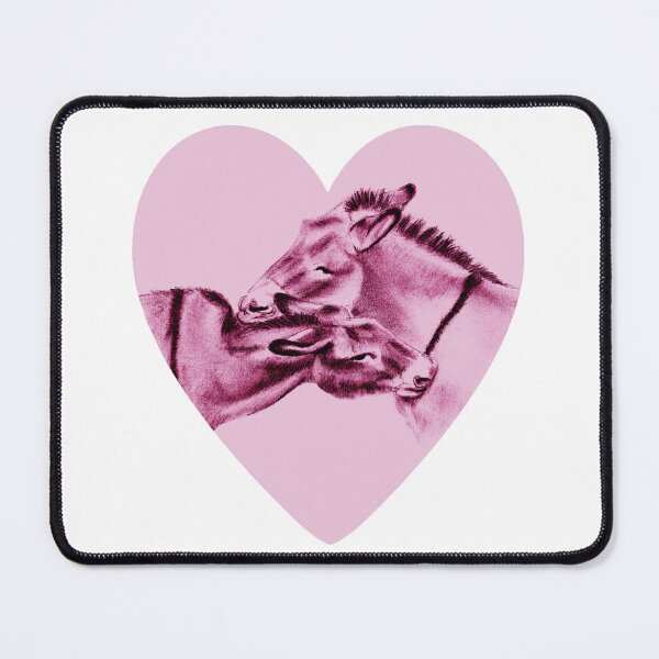 Item preview, Drawing of two donkeys scratching each other inside a heart - pink colored version designed and sold by SylvieG18.
