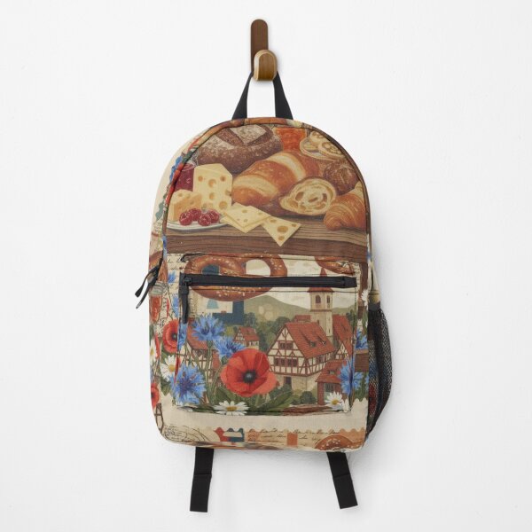 Item preview, German breakfast with pretzels, bread, flowers and village designed and sold by CoffeeinBloom.
