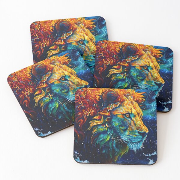 Item preview, Colorful lion in water and fire designed and sold by Mianku | Für das Leben.