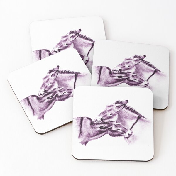 Item preview, Drawing of two donkeys scratching each other - purple colored version designed and sold by SylvieG18.