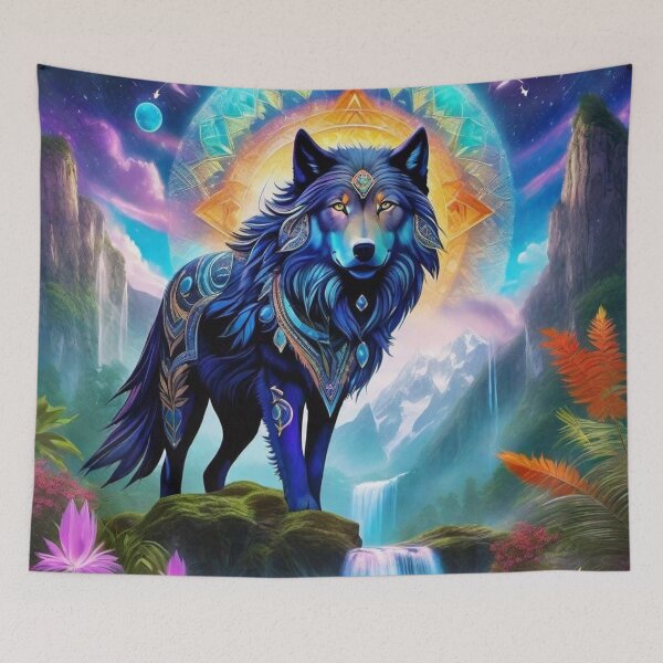 Item preview, The Guardian of Celestial Springs - Magic Wolf Dimension - Visionary Art designed and sold by ascentphenix.