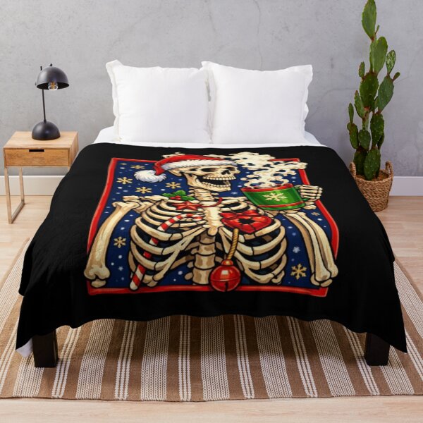 Item preview, Funny Christmas Skeleton with Santa Hat Art designed and sold by Lazy Planet.