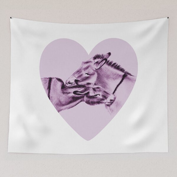 Item preview, Drawing of two donkeys scratching each other inside a heart - purple colored version designed and sold by SylvieG18.