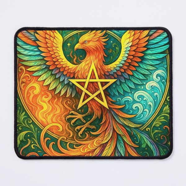 Item preview, ✶ Ascent Phoenix VII: Keeper of the Elemental Gate - Colorful Celtic Pagan Star Fire Bird Visionary Art designed and sold by ascentphenix.